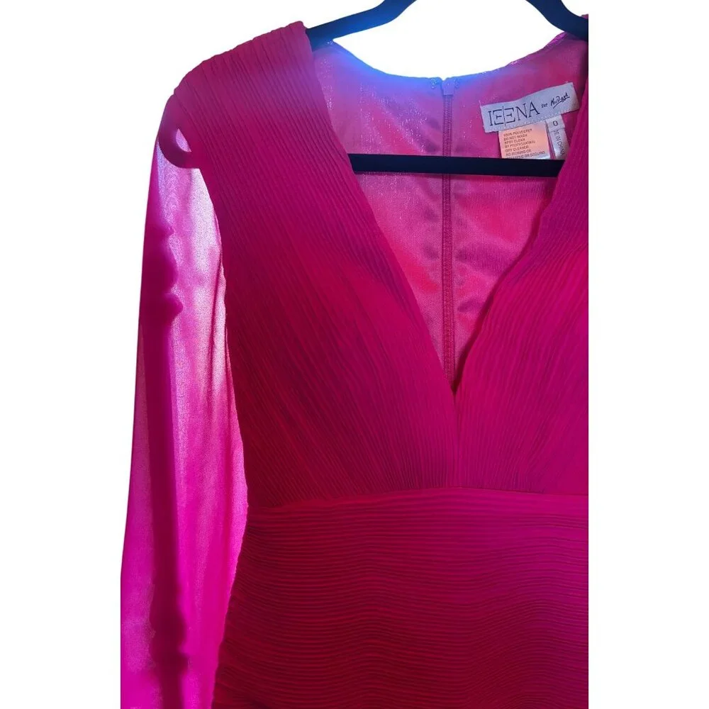 Mac Duggal drawstring sleeve short party dress in hot pink chiffon Size 0  New - Picture 8 of 16